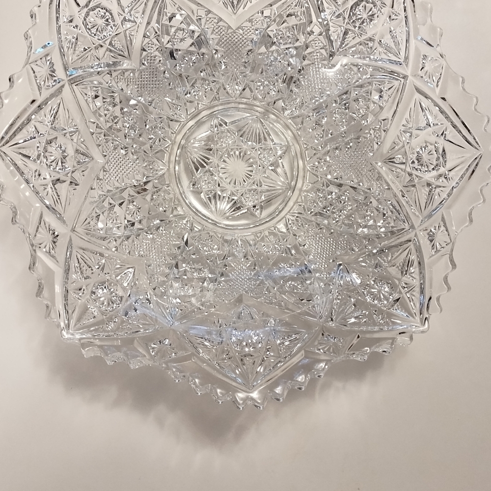 American Brilliant Cut Glass Hobstars and Stars Design Bowl - Picture 8 of 11